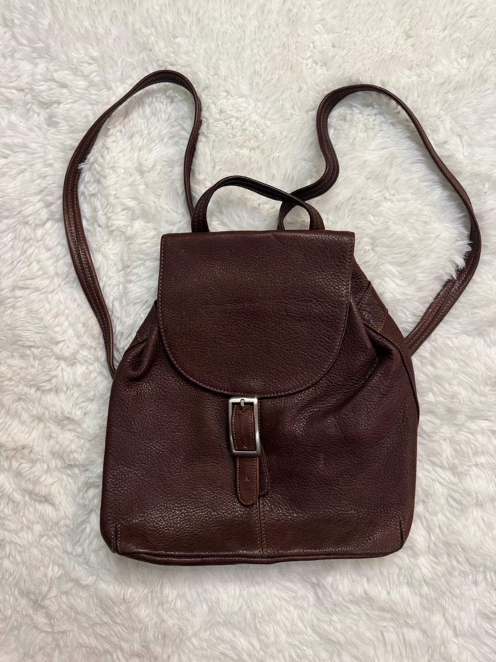 Tignanello Chocolate Brown Pebbled Leather Backpack